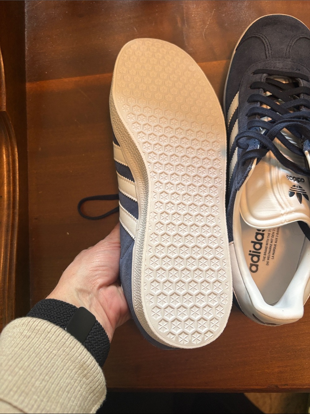 adidas Gazelle Navy and White Suede Classic Low-Top Sneakers - Picture 4 of 14
